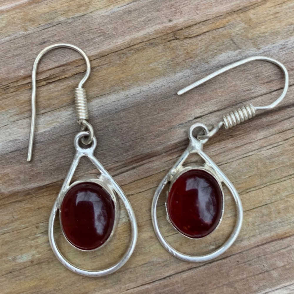 SOLD Garnet Earrings - Picture 1 of 4